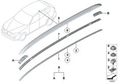 Декоративная планка крыши/леер для BMW E84 X1 20dX N47 (схема запасных частей)