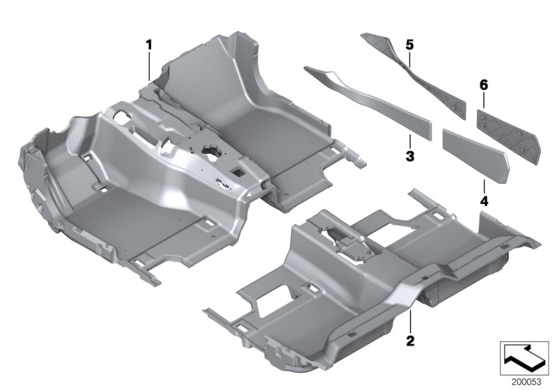 Индивид.облицовочные панели днища для BMW F02N Hybrid 7L N55 (схема запчастей)