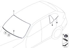 Остекление, дополнительные элементы для BMW E84 X1 18d N47N (схема запасных частей)