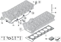 Головка блока цилиндров-доп.элементы для BMW F01 760i N74 (схема запасных частей)