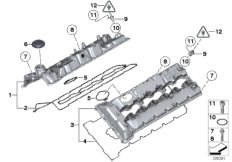 Крышка головки блока цилиндров для BMW F01N 760i N74 (схема запасных частей)