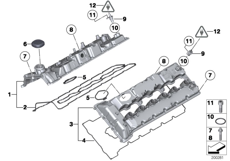 Крышка головки блока цилиндров для BMW F01N 760i N74 (схема запчастей)