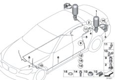 Система пожаротушения для BMW F03 750LiS N63 (схема запасных частей)