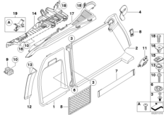 Обшивка багажного отделения для BMW E71 X6 35dX M57N2 (схема запасных частей)