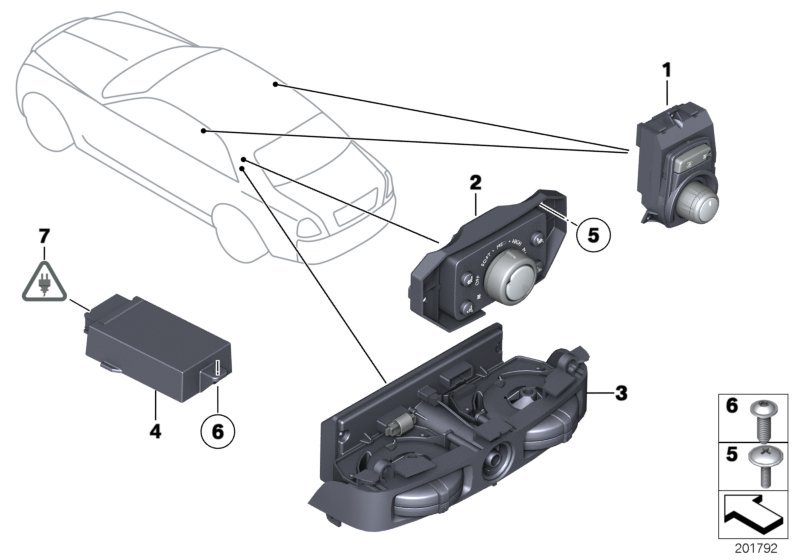 Панель управления задн.авт.сист.кондиц. для BMW RR4 Ghost EWB N74R (схема запчастей)