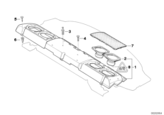 Детали блока сабвуфера системы Top-HiFi для BMW E38 750i M73 (схема запасных частей)