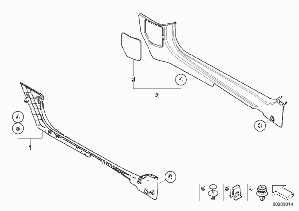 Боковая обшивка пространства для ног для BMW R56 One N12 (схема запчастей)