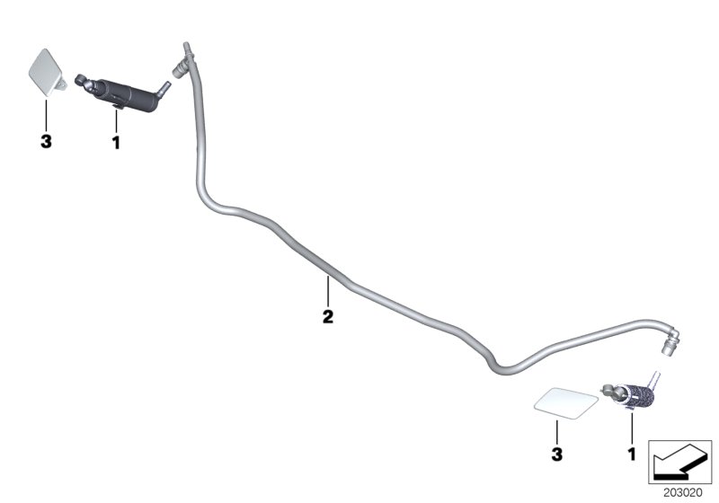 Детали системы омывателей фар для BMW E84 X1 25iX N52N (схема запчастей)