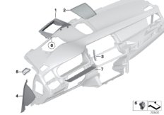 Доп.элементы панели приборов Вх для BMW F07N 550iX 4.0 N63N (схема запасных частей)