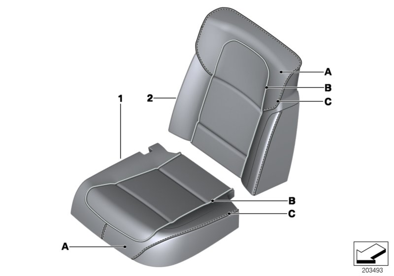 Инд.обивка заднего сид.пов.комфортности для BMW F01N 750i N63N (схема запчастей)