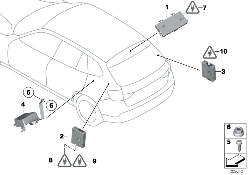 Детали разнесенной антенны для BMW E84 X1 20i N20 (схема запчастей)