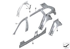 Детали бокового каркаса для BMW F11 520i N20 (схема запасных частей)