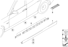 Накладка порог / арка колеса для BMW E90N 335xi N55 (схема запасных частей)