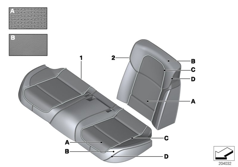 Базовое сид.Individual климат-кожа Зд для BMW F02N 740LiX N55 (схема запчастей)