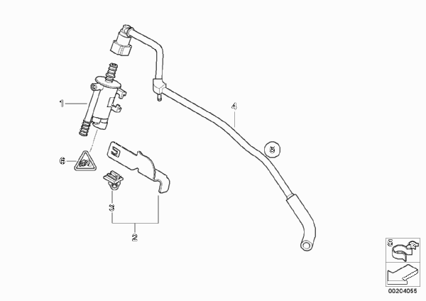 Клапан вентиляции топливного бака для BMW R50 Cooper W10 (схема запчастей)