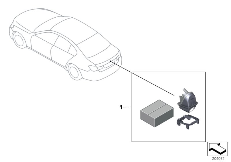 Дооснащение видеокамерой заднего вида для BMW F02 750Li N63 (схема запчастей)