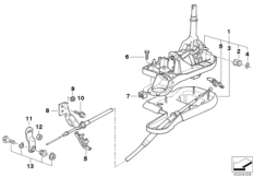 Механизм переключения передач АКПП для BMW E38 740i M60 (схема запасных частей)