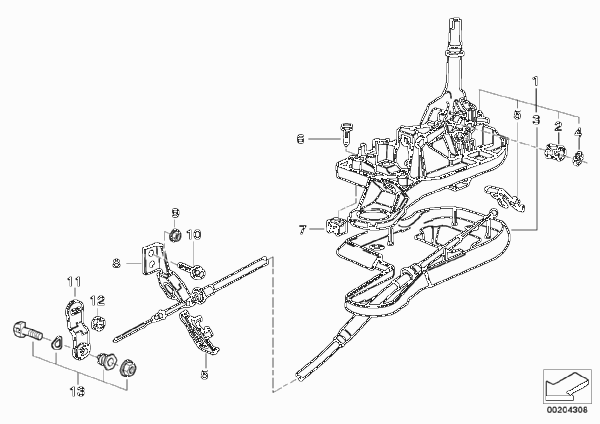 Механизм переключения передач АКПП для BMW E39 520i M52 (схема запчастей)