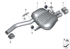 Система выпуска ОГ Зд для BMW F02 730Li N52N (схема запасных частей)