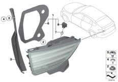 Блок задних фонарей на багажной двери для BMW F07 550i N63 (схема запасных частей)