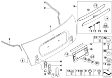 Багажная дверь/детали для MINI R52 One W10 (схема запасных частей)