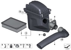 Глушитель шума всасыв./сменн.эл.фильтра для BMW RR2 Drophead N73 (схема запасных частей)