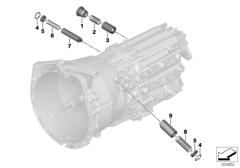 GS6-53BZ/DZ Внутр.элементы механизма ПП для BMW E60N 525d M57N2 (схема запчастей)