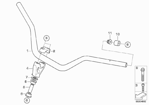 Руль/крепление для BMW K15 G 650 Xcountry 08 (0141,0151) 0 (схема запчастей)