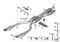 Катализатор/передний доп.глушитель для BMW E92N M3 S65 (схема запасных частей)