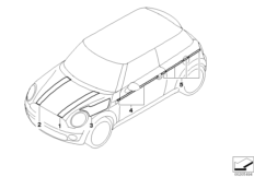 Декоративная полоса для BMW R56N One Eco N16 (схема запасных частей)