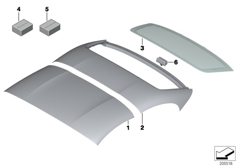 Панели крыши для BMW E89 Z4 20i N20 (схема запчастей)