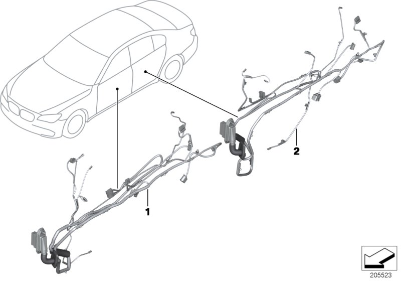 Жгуты проводов двери для BMW F07N 550i N63N (схема запчастей)