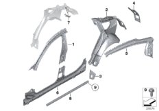 Детали бокового каркаса для BMW F07N 520d N47N (схема запасных частей)