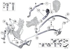 Маслопроводы гидроусилителя рул.управл. для BMW F02 730Li N52N (схема запасных частей)