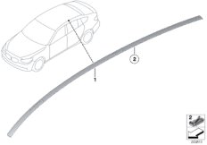 Декоративная планка крыши/леер для BMW F07 535iX N55 (схема запасных частей)