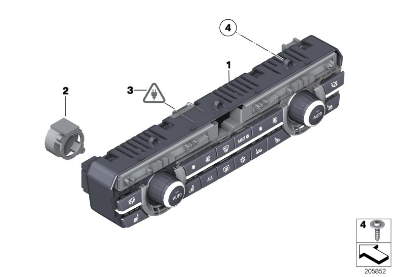 Панель управления кондиционером для BMW F07 550i N63 (схема запчастей)