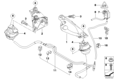 Подвеска двигателя для BMW E71 X6 30dX M57N2 (схема запасных частей)