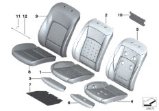 Набивка и обивка передн.сиденья для BMW F11 525d N57 (схема запасных частей)
