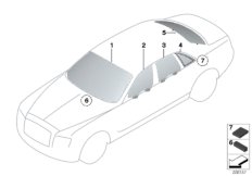 Остекление для BMW RR4 Ghost EWB N74R (схема запасных частей)