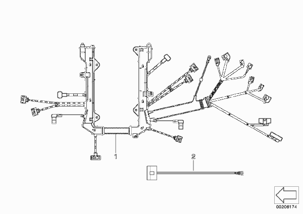 Жгут проводов двигатель/модуль двигателя для BMW E64 645Ci N62 (схема запчастей)