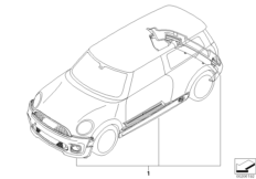 Аэродинамический пакет JCW II для BMW R55N Coop.S JCW N14 (схема запасных частей)
