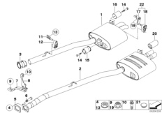Система выпуска ОГ Зд для BMW E60 525d M57N (схема запасных частей)