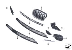 Облицовка, декор.элементы Пд для BMW E70N X5 35iX N55 (схема запасных частей)