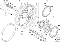 Колесо со спицами Зд для MOTO K72 F 800 GS 08 (0219,0229) 0 (схема запасных частей)