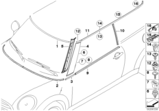 Наружные накладки / декоративные решетки для BMW R56 Coop.S JCW N14 (схема запасных частей)