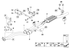 Катализатор/передний доп.глушитель для BMW E60 525i N52 (схема запасных частей)