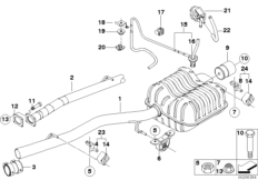Система выпуска ОГ Зд для BMW E65 730d M57N2 (схема запасных частей)