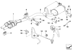 Система выпуска ОГ Зд для BMW E65 760i N73 (схема запасных частей)
