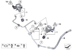 Насос высокого давления/трубопроводы для BMW F02N 760Li N74 (схема запасных частей)