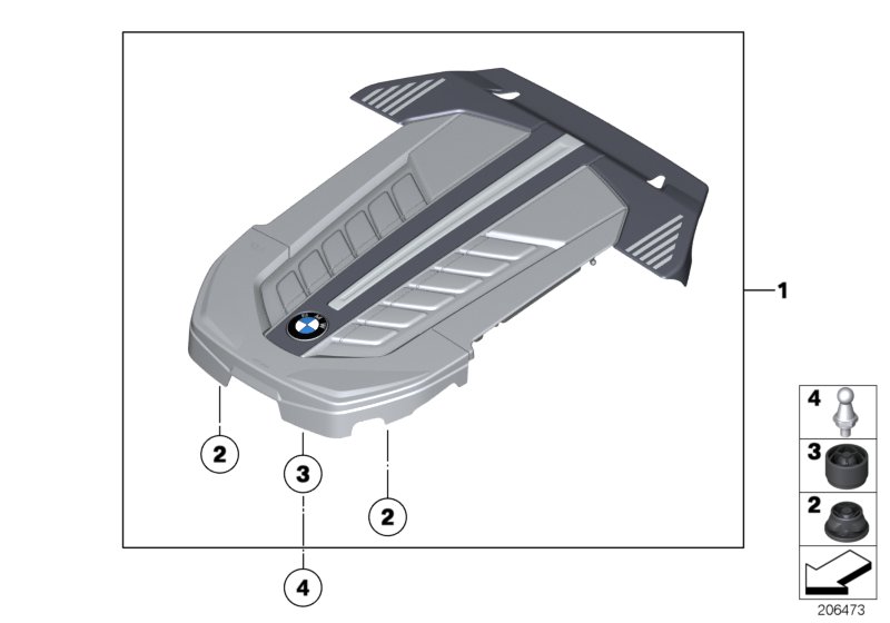 Звукоизоляционный кожух для BMW F02 760Li N74 (схема запчастей)